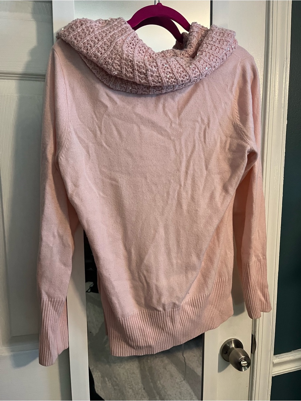 New York & Company pink sequin cowl sweater - Picture 4 of 5